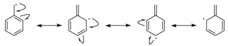 Resonance structures of benzyl radicals